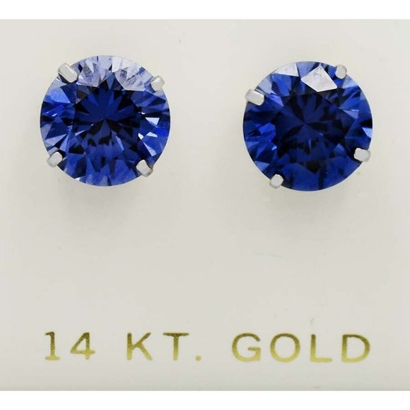 AAA Tanzanite 7.88 Cts Stud Earrings 14k White Gold